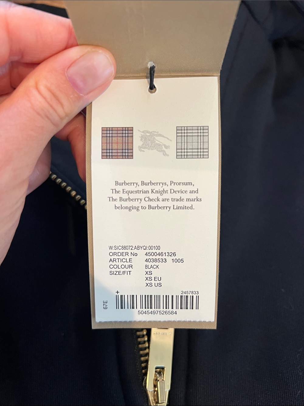 Burberry Black Short-Sleeve Zip Hoodie with Signature Check Hood - Picture 3 of 8